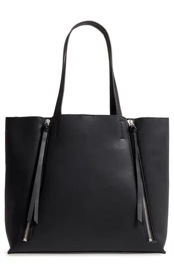 Chelsea28 Leigh Faux Leather Tote & Zip Pouch - Black | Nordstrom