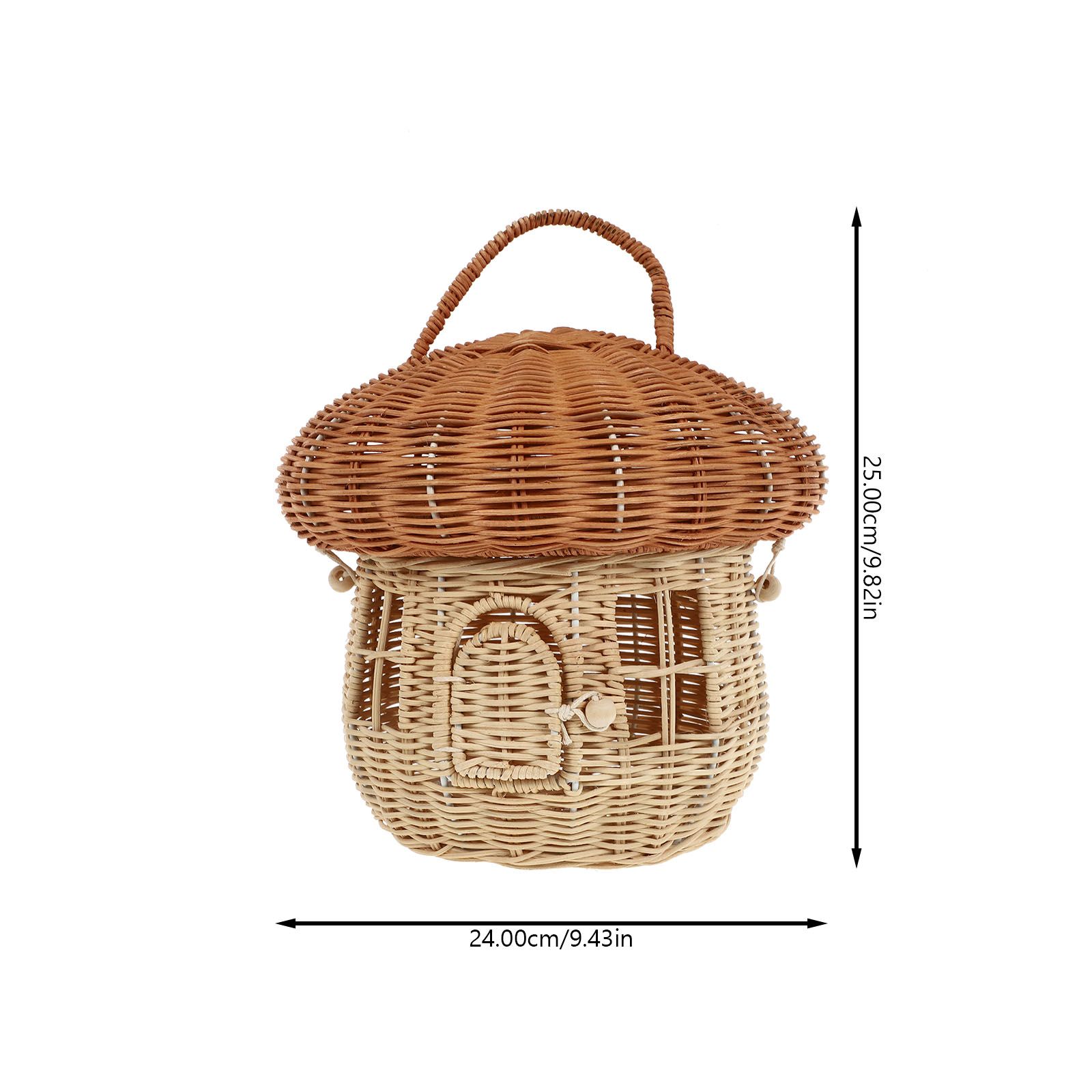 Frcolor Basket Storage Baskets Wicker Woven Lid Rattan Mushroom Home Lidded Picnic Portable Hampe... | Walmart (US)