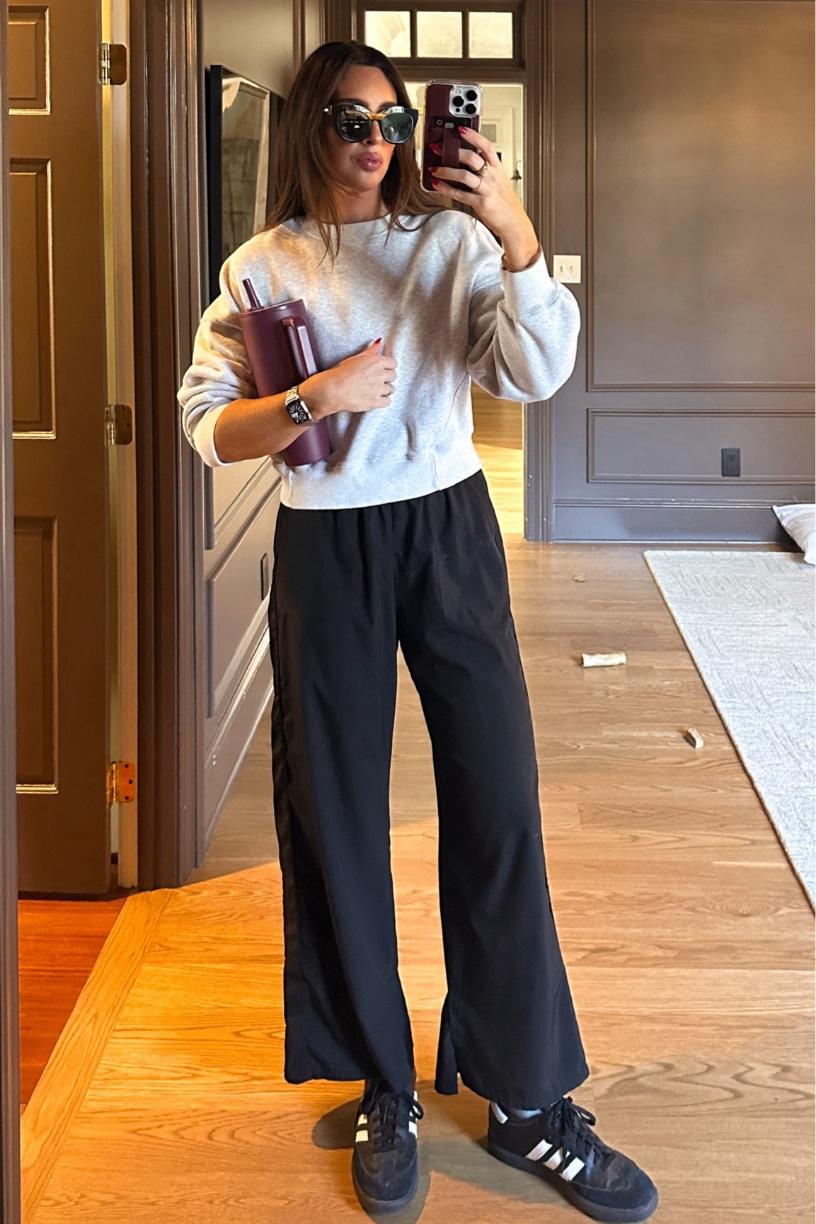 Found my favorite sunglasses over the weekend and I couldn’t be happier. My pants are sold out, but linked a bunch of similar options!

Black sunglasses, gray crewneck, black wide leg pants, maroon phone case, black adidas sambas, watch band

#LTKMostLoved #LTKfindsunder50 #LTKstyletip