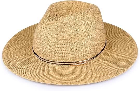 FURTALK Panama Hat Sun Hats for Women Men Wide Brim Fedora Straw Beach Hat UV UPF 50 | Amazon (US)