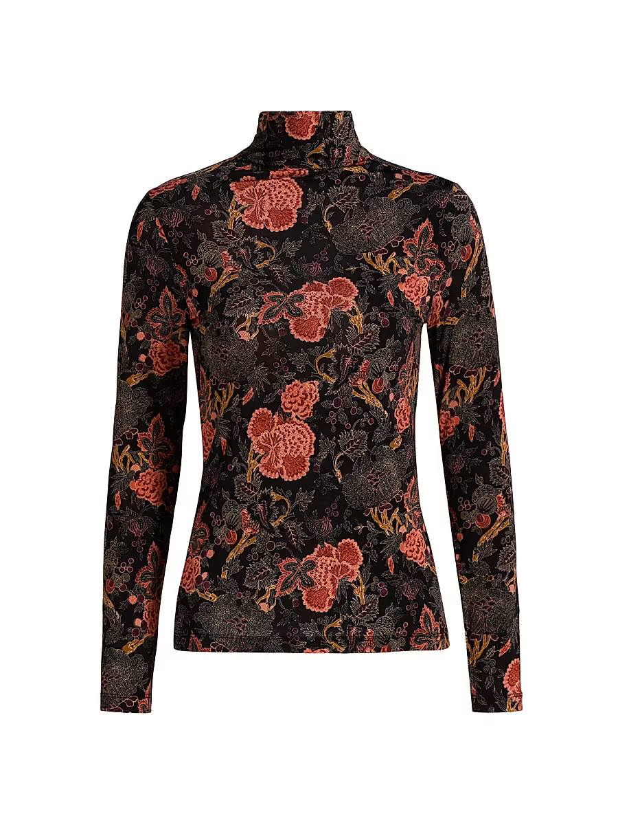 Women's Aurelia Floral Jersey Turtleneck Top - Night Lily - Size XL | Saks Fifth Avenue