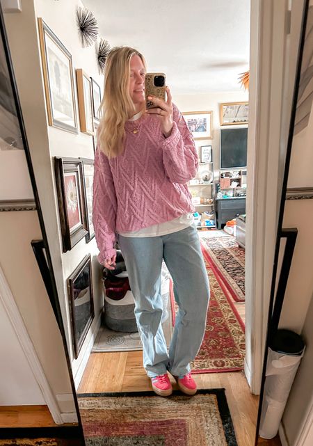 Oversized sweater with loose fitted jeans! It’s all about the comfort sometimes. 

top large 
tee large
jeans 31 long
shoes 7.5



#LTKStyleTip #LTKOver40 #LTKShoeCrush