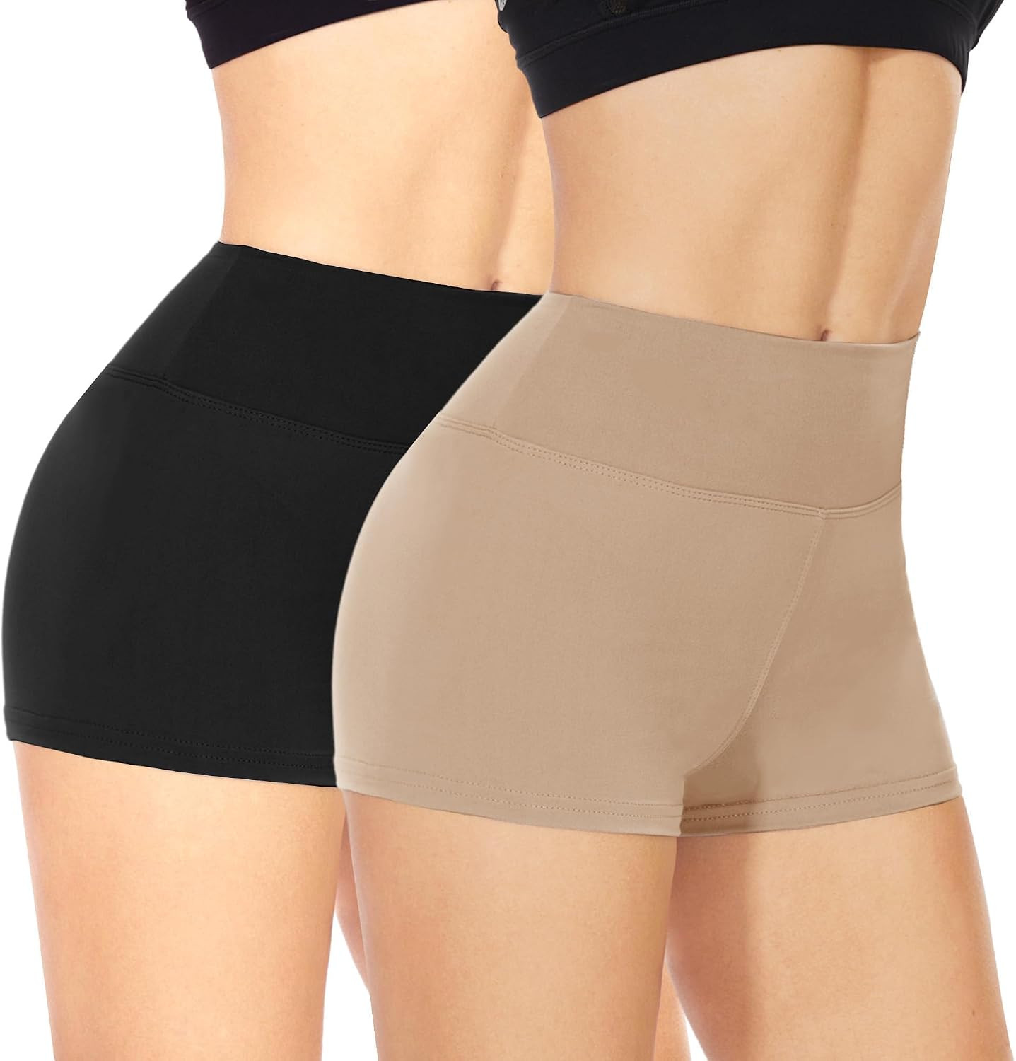 NexiEpoch 2 Pack Biker Shorts for Women - 3"/5"/8" Booty Volleyball High Waisted Black Spandex Shorts for Yoga Dance Workout | Amazon (US)