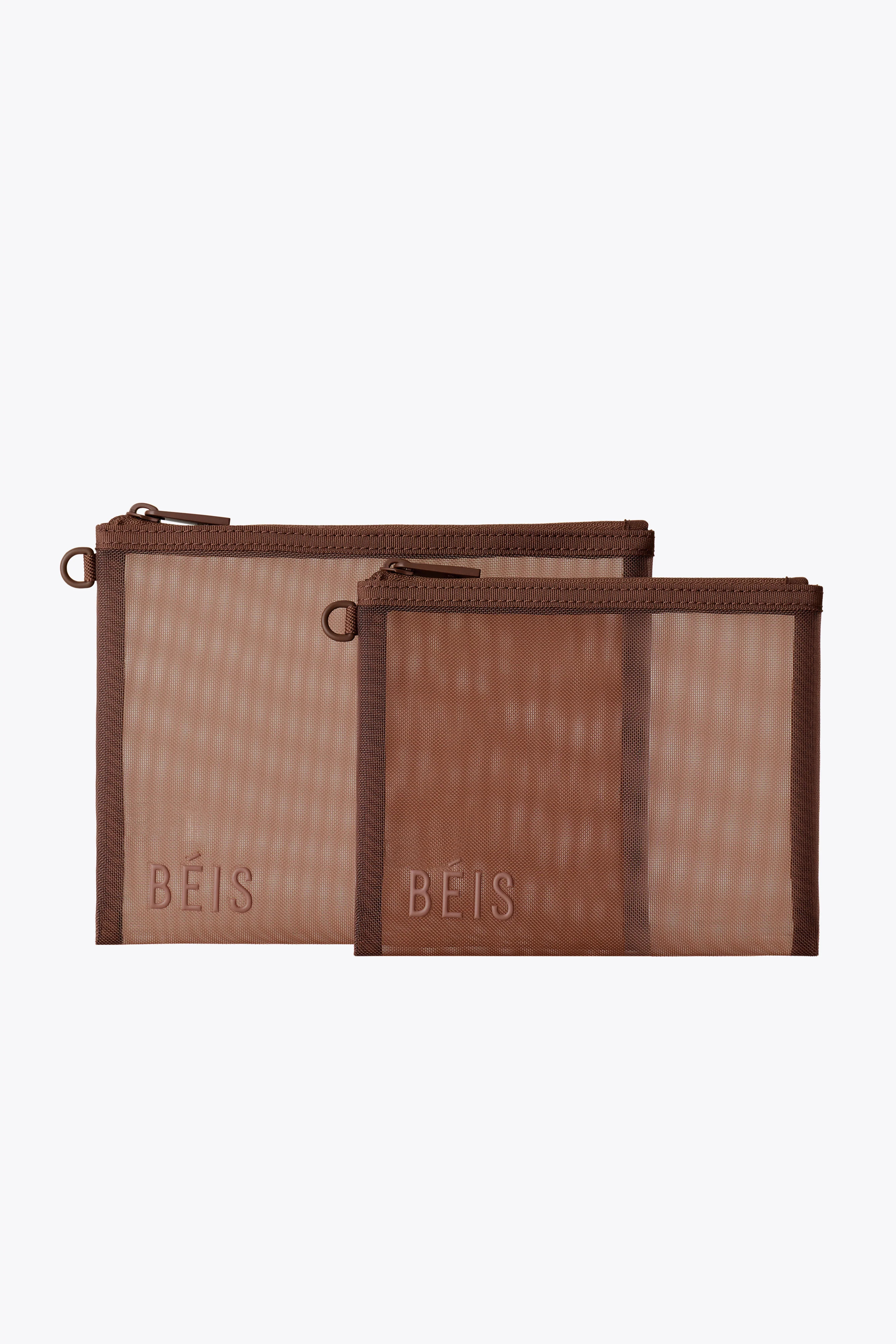 BÉIS 'The Mesh Pouch Duo' in Maple - Mesh Travel Bags With Zippers For Travel | BEIS