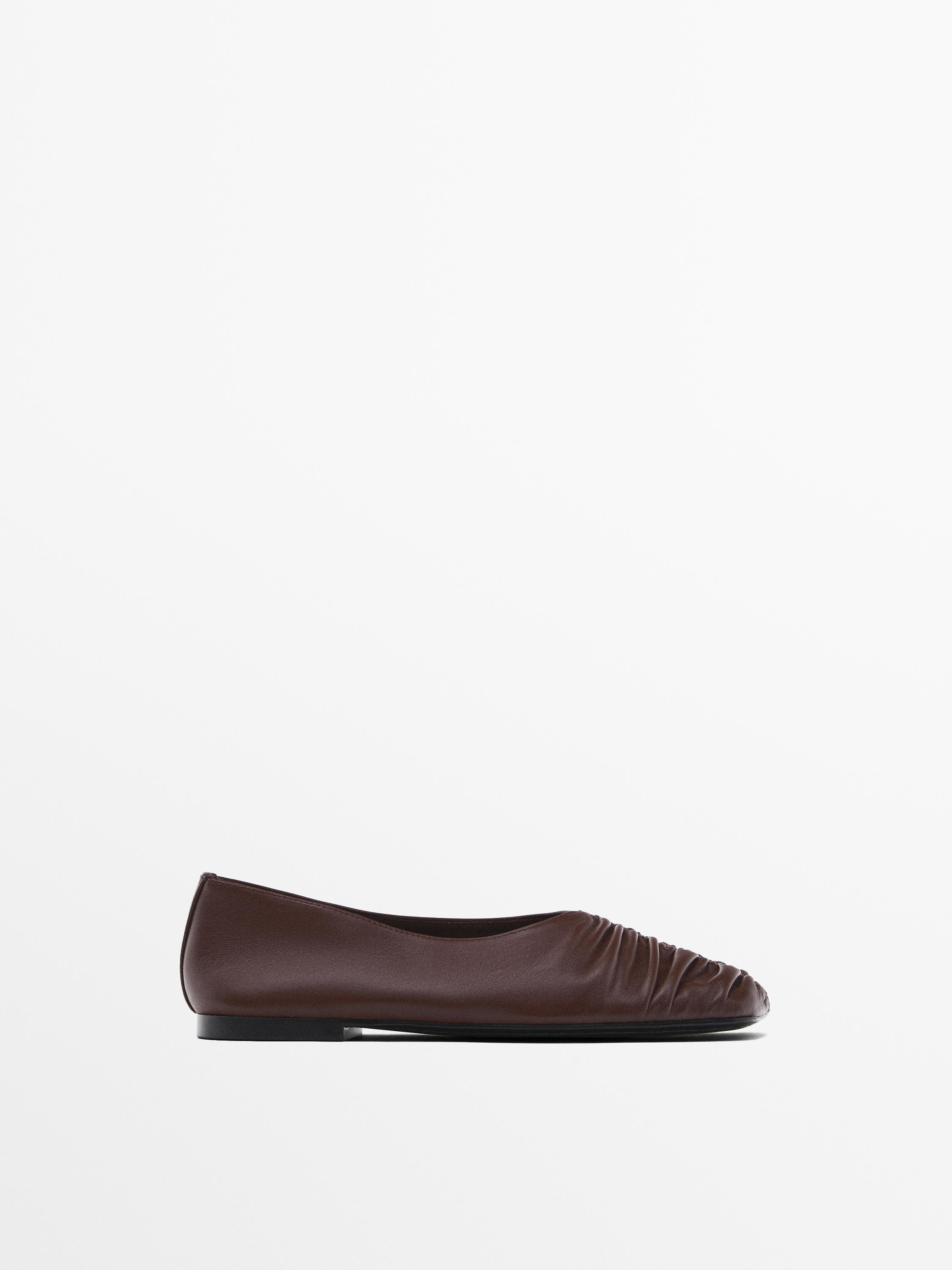 Gathered soft ballet flats | Massimo Dutti US