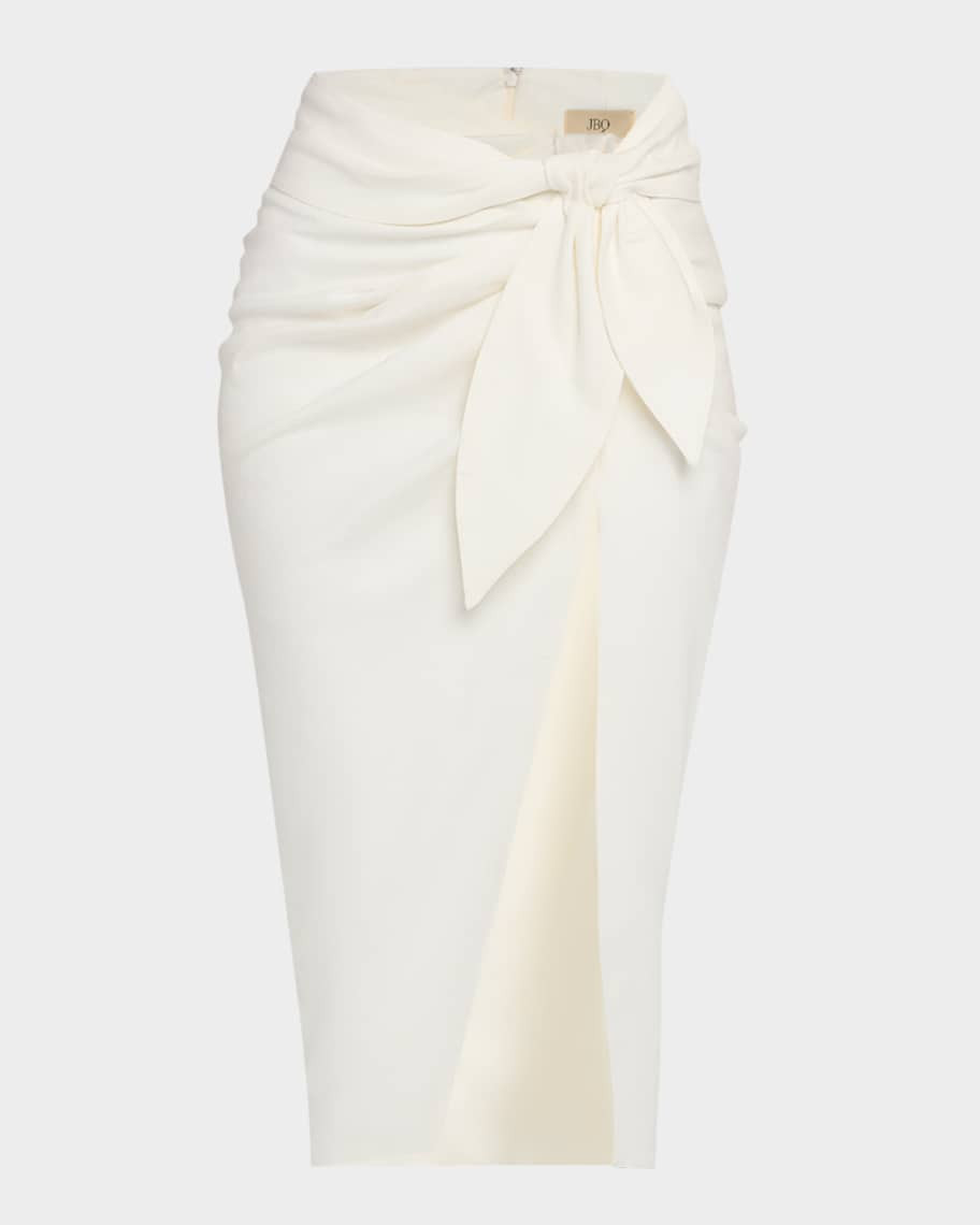 JBQ Dusk Tie-Front Midi Skirt | Neiman Marcus