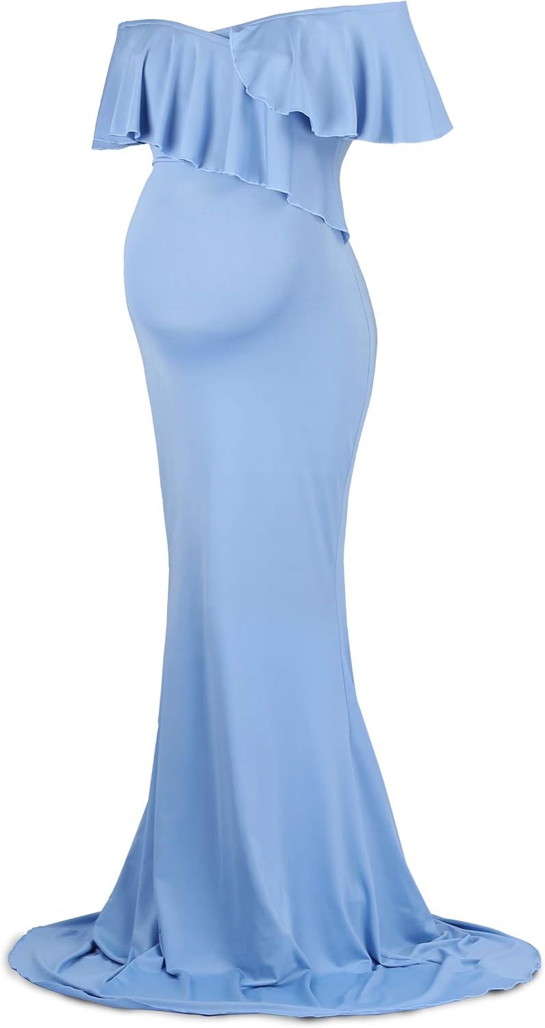 Dance Fairy Molliya Maternity Long Dress Women Ruffle Stretchy Sleeveless Maxi Dress | Amazon (US)