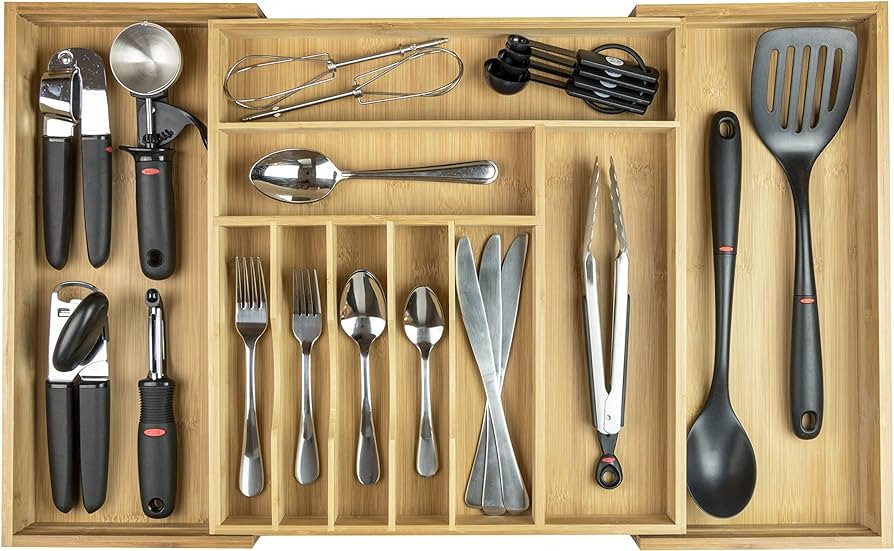 KitchenEdge Premium Silverware, Flatware and Utensil Organizer for Kitchen Drawers, Food-Safe Con... | Amazon (US)