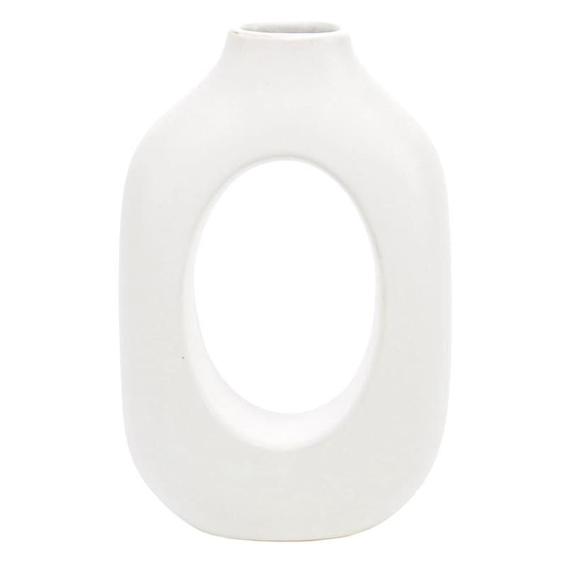 White Ceramic Open Vase, 8" | At Home