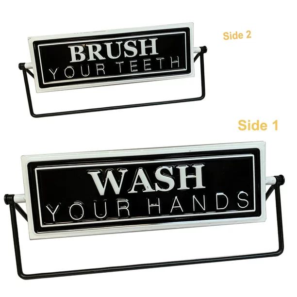 Parisloft Swivel Metal Tabletop Sign Decor with Embossed Words on Each Side-Brush Your Teeth/Wash... | Walmart (US)