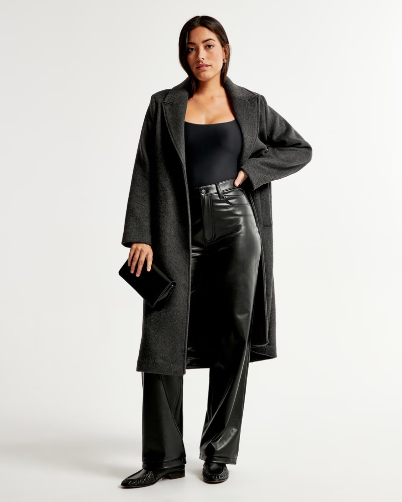 Curve Love Vegan Leather High Rise Loose Pant | Abercrombie & Fitch (US)