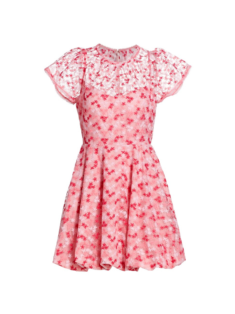 ML Monique Lhuillier Floral Mesh Mini Dress | Saks Fifth Avenue