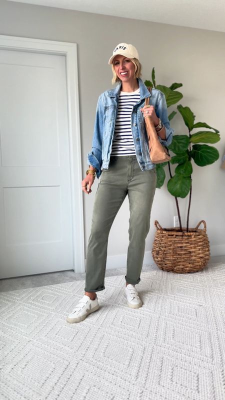 Real life outfit for every day! I love these olive green straight leg pants. They’re so incredibly comfortable and easy to dress up or down. I am wearing my true to size and these pants.

#LTKover40 #LTKVideo #LTKstyletip