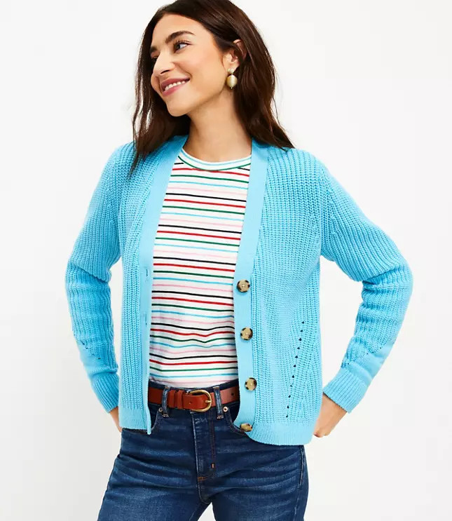 Ribbed V-Neck Cardigan | LOFT