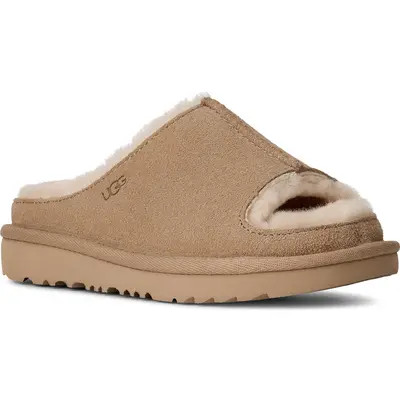 UGG(r) Kids' Greenport Genuine Shearling Lined Slide Sandal in Chestnut at Nordstrom, Size 5 M | Nordstrom