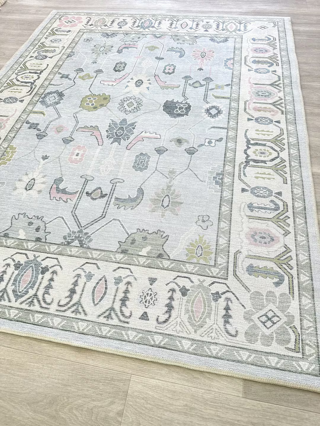 Lulus Faded Oushak Rug Turkish Vintage Floral Pastel Large - Etsy | Etsy (US)