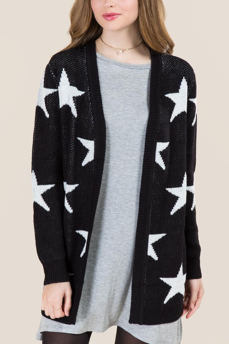 Christen Star Print Cardigan Sweater | Francesca’s Collections