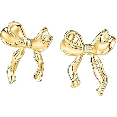 PAVOI 14K Gold Plated Cubic Zirconia Bow Stud Earrings for Women | Coquette Earring Pair | Amazon (US)