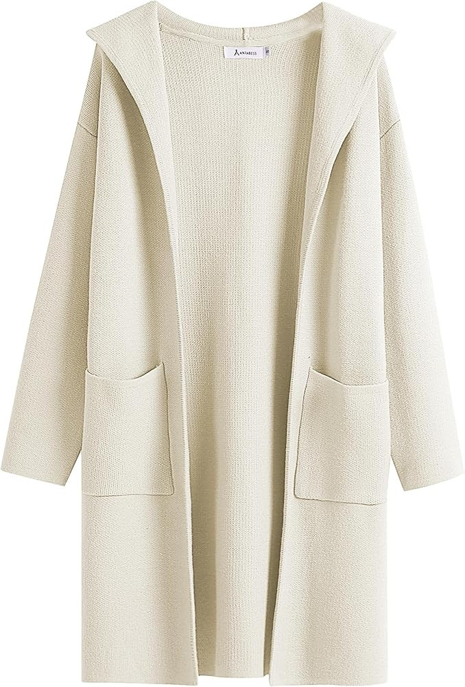 ANRABESS Cardigan for Women Open Front Oversized Hoodie Sweater Coat Casual Pockets Knit Coatigan... | Amazon (US)