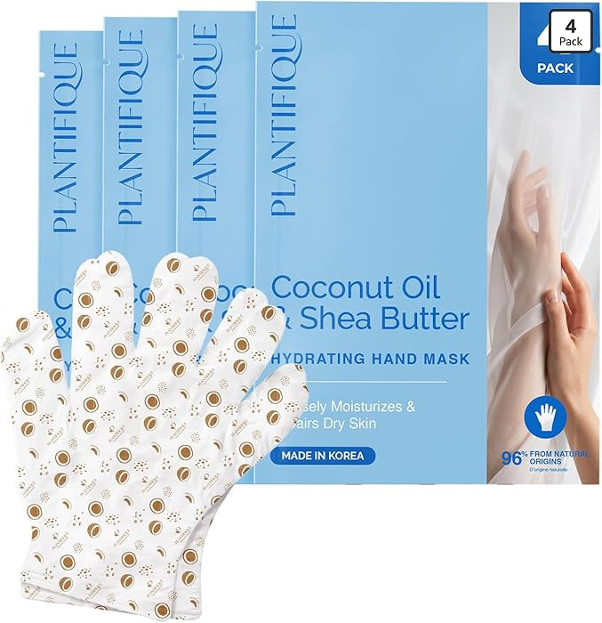 PLANTIFIQUE Hand Mask for Dry Hands \u2013 4 Pairs Moisturizing Gloves with Shea Butter | Hyaluro... | Amazon (US)