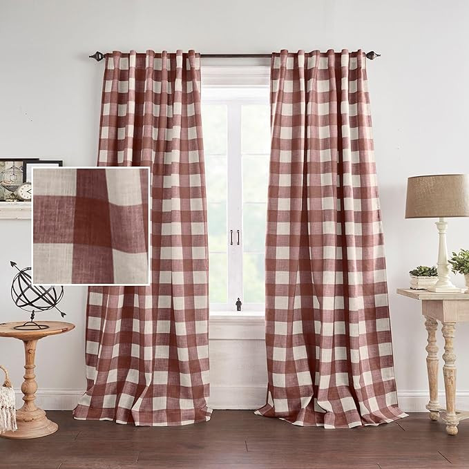 Elrene Home Fashions Farmhouse Living Grainger Buffalo-Check Blackout Window Curtain, Living Room... | Amazon (US)