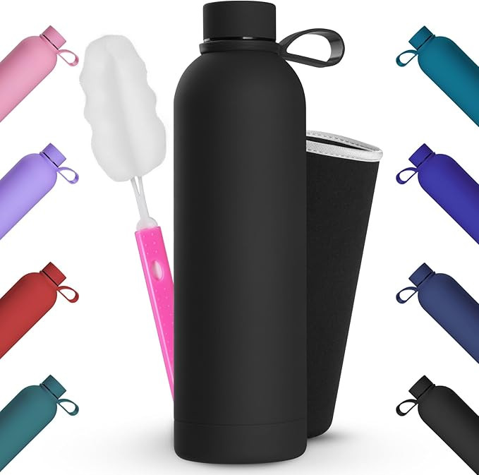 Geepen Botella Termica 750ml Botella de agua acero inoxidable con cepillo + bolsa portátil Sopor... | Amazon (ES)