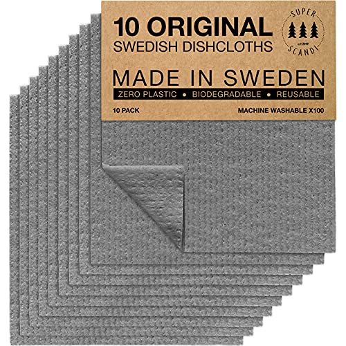 Amazon.com: SUPERSCANDI Swedish Dishcloths for Kitchen Grey 10 Pack Reusable Compostable Kitchen ... | Amazon (US)