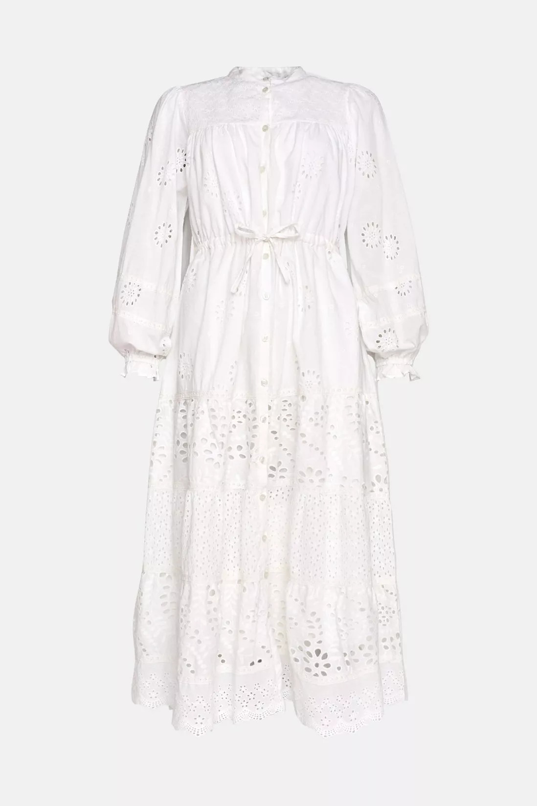 Broderie Drawstring Waist Midi Dress | Debenhams UK