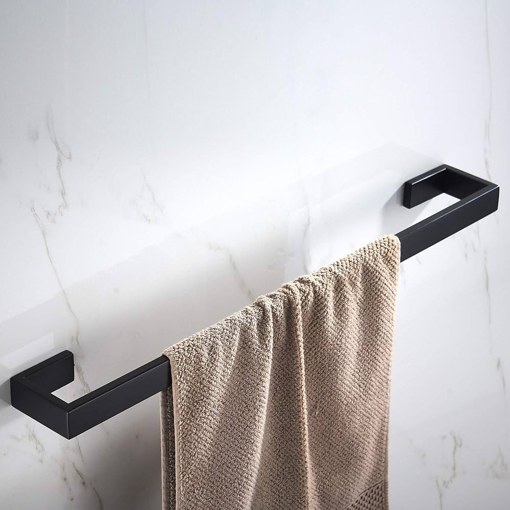 JunSun Matte Black Bath Towel Bar 24 Inch Bathroom Towel Rack Hand Towel Holder Modern Home Decor... | Amazon (US)