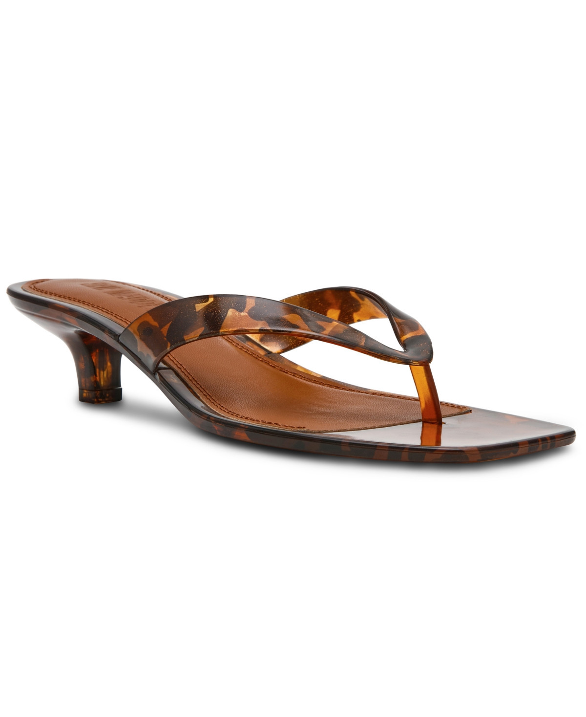 Steve Madden Women's Tracie-j Kitten-Heel Jelly Thong Sandals - Tortoise | Macy's