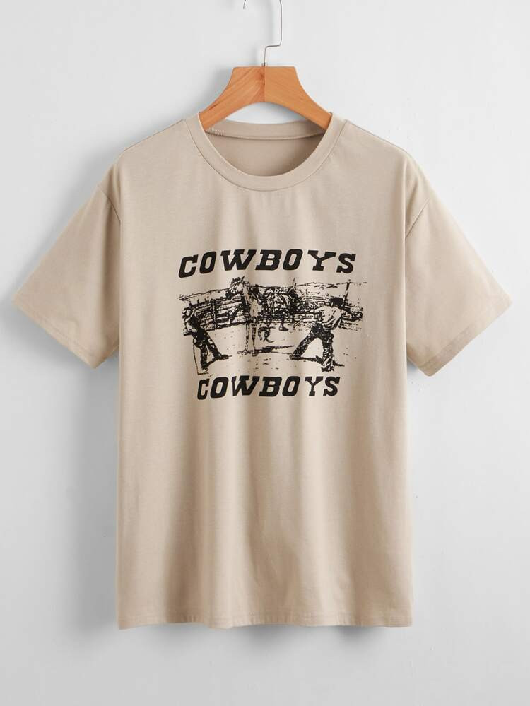 Letter And Figure Print Tee | SHEIN