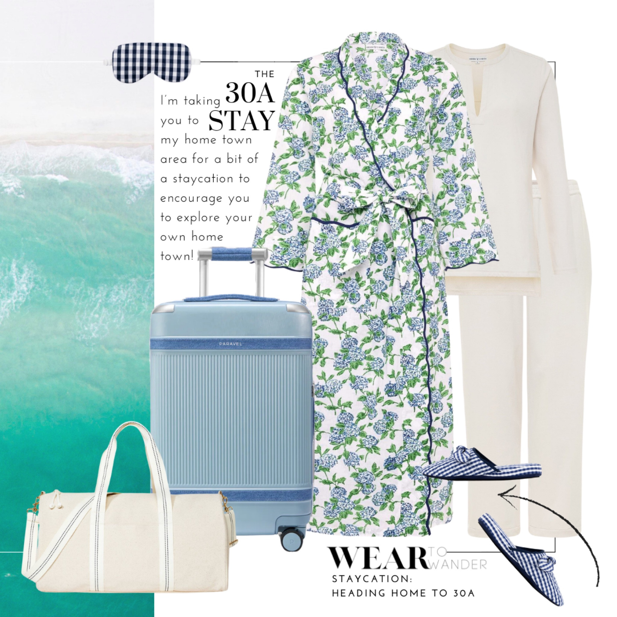 Today happens to be my sweet mom’s birthday, so what better time than to take you all with me on a staycation in my hometown area. From an early age she taught me about the 10 minute vacation where she’d get away to the beach and watch the waves come in. This was a regular occurrence for her and from time to time I’d go with her.

We’d dig out feet into the sand and focus on the crashing waves. I always knew our time was up when my feet had sunk in and my ankles were now covered. Sometimes we’d talk when the waves were quieter but most of these little vacations were spent in silence. Much can be said and felt even in silence, and getting to that place of quiet comfort is the vacation I often need. So whether you have ten minutes, or a whole weekend to explore I hope you take this as a sign to enjoy where you’re living. Find your spot for a ten minute vacation and mentally take it easy. 

Many of your are heading to my hometown area of 30a and Destin this spring and summer, so I’m sharing my favorite spots from a true local’s perspective. If you are heading there and have a question about it, please reach out! I love my beach town home and will happily answer questions you have.  

Tonight’s looks all include pieces from @heidicareydesigns. I’d highly recommend their beautiful line of pajamas and accessories for your staycation starting point! #heidicareydesign 

#LTKGiftGuide #LTKSeasonal #LTKover40