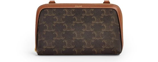 Clutch with chain in Triomphe canvas and lambskin - CELINE | 24S US