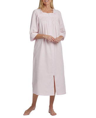Long Zipper Embroidered Seersucker Robe | Macy's
