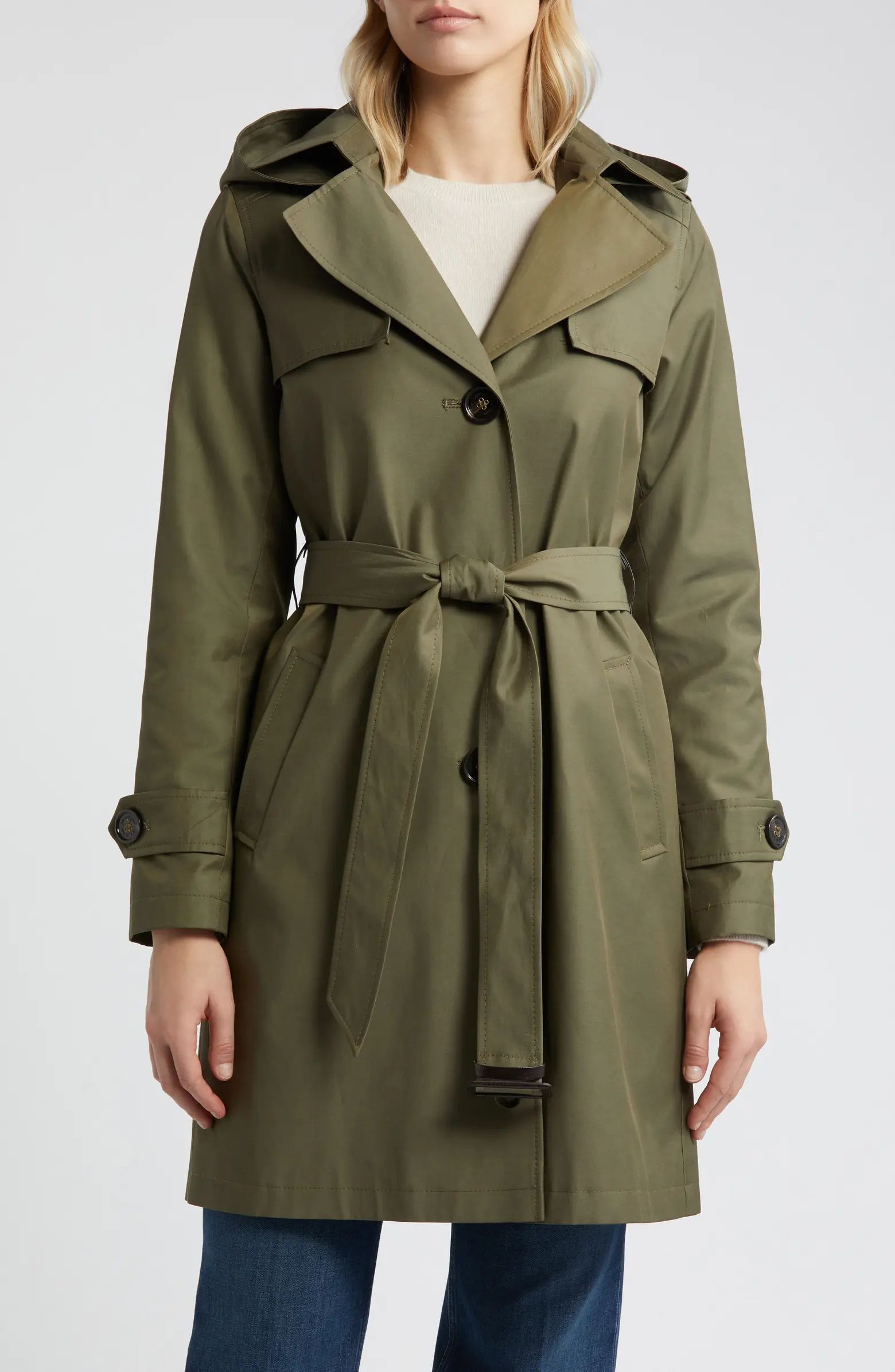 Cotton Blend Trench Coat with Removable Hood | Nordstrom