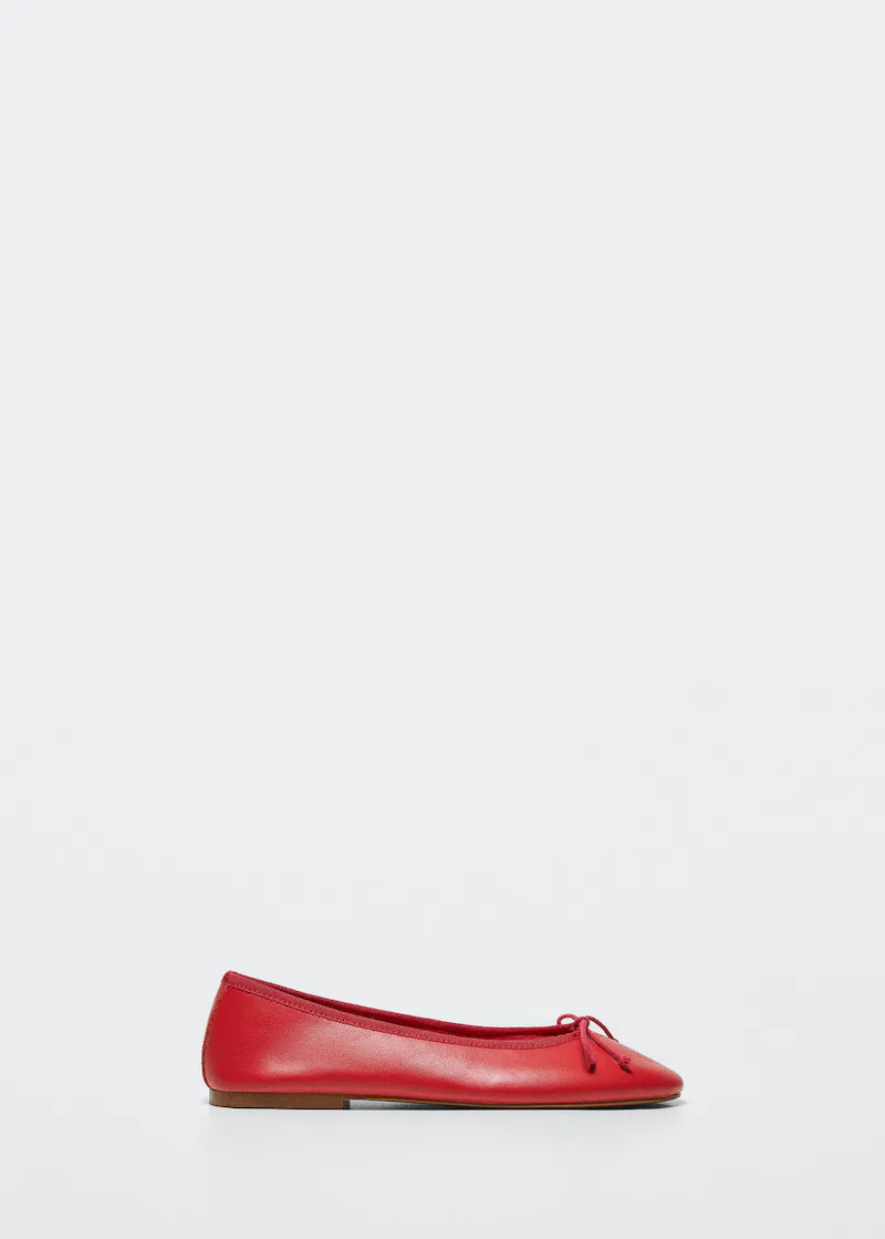 Bow leather ballerina -  Women | Mango USA | MANGO (US)