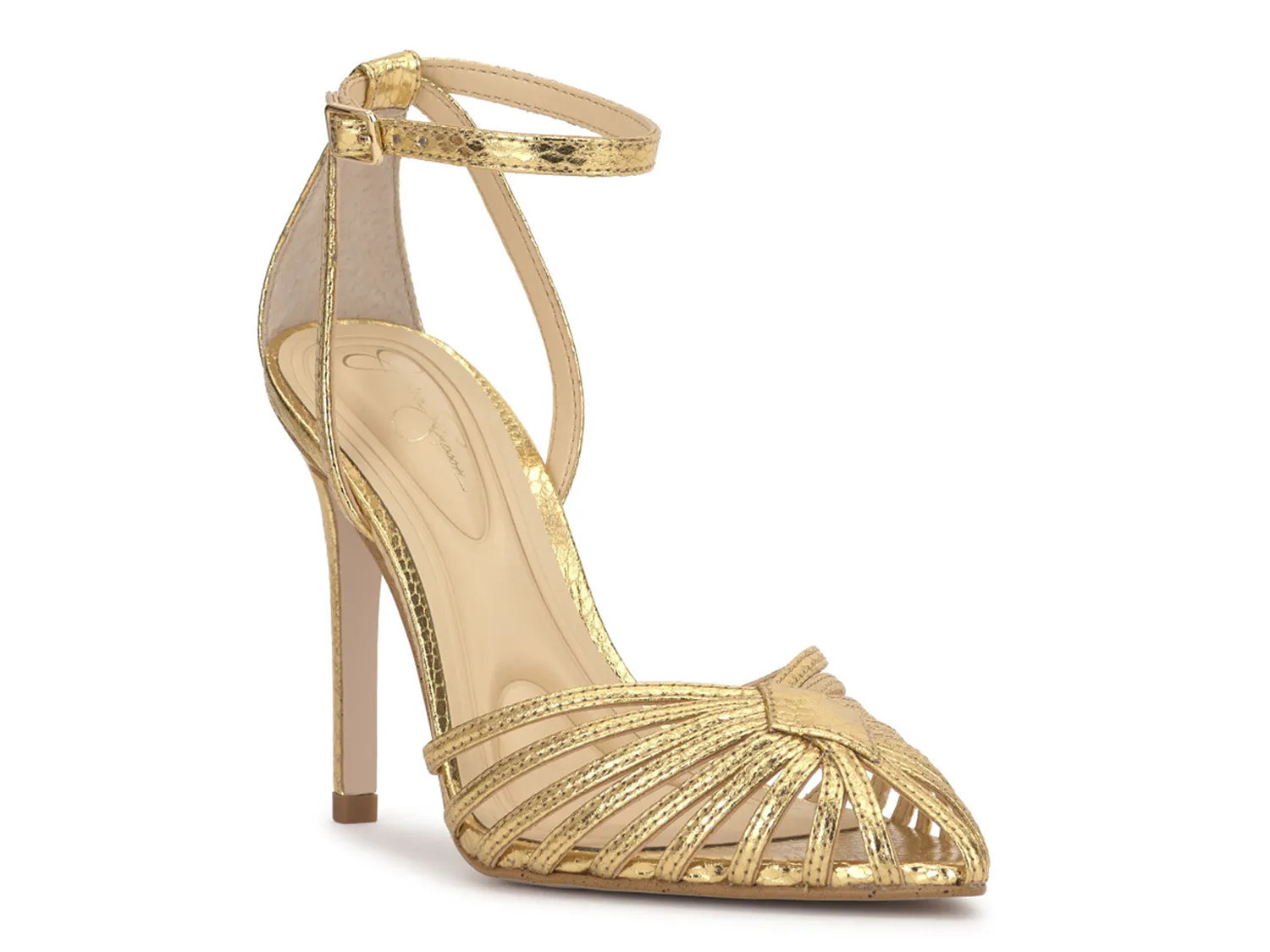 Jessica Simpson Paveri Sandal | Women's | Gold Metallic | Size 5.5 | Pumps | Ankle Strap | DSW