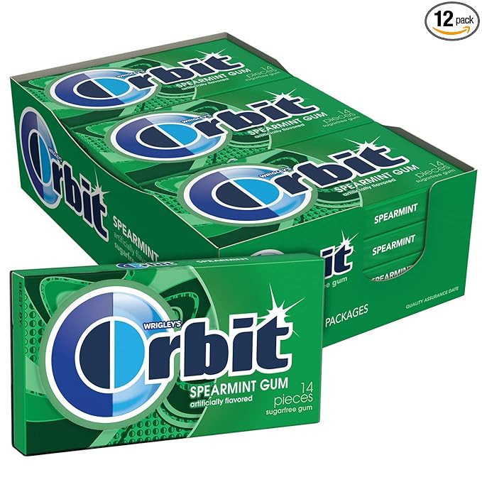 WRIGLEY'S ORBIT Gum Sugar-Free Spearmint - 12 Packs in Bulk, 14 Pieces Each - Chewing Gum, 168 To... | Amazon (US)