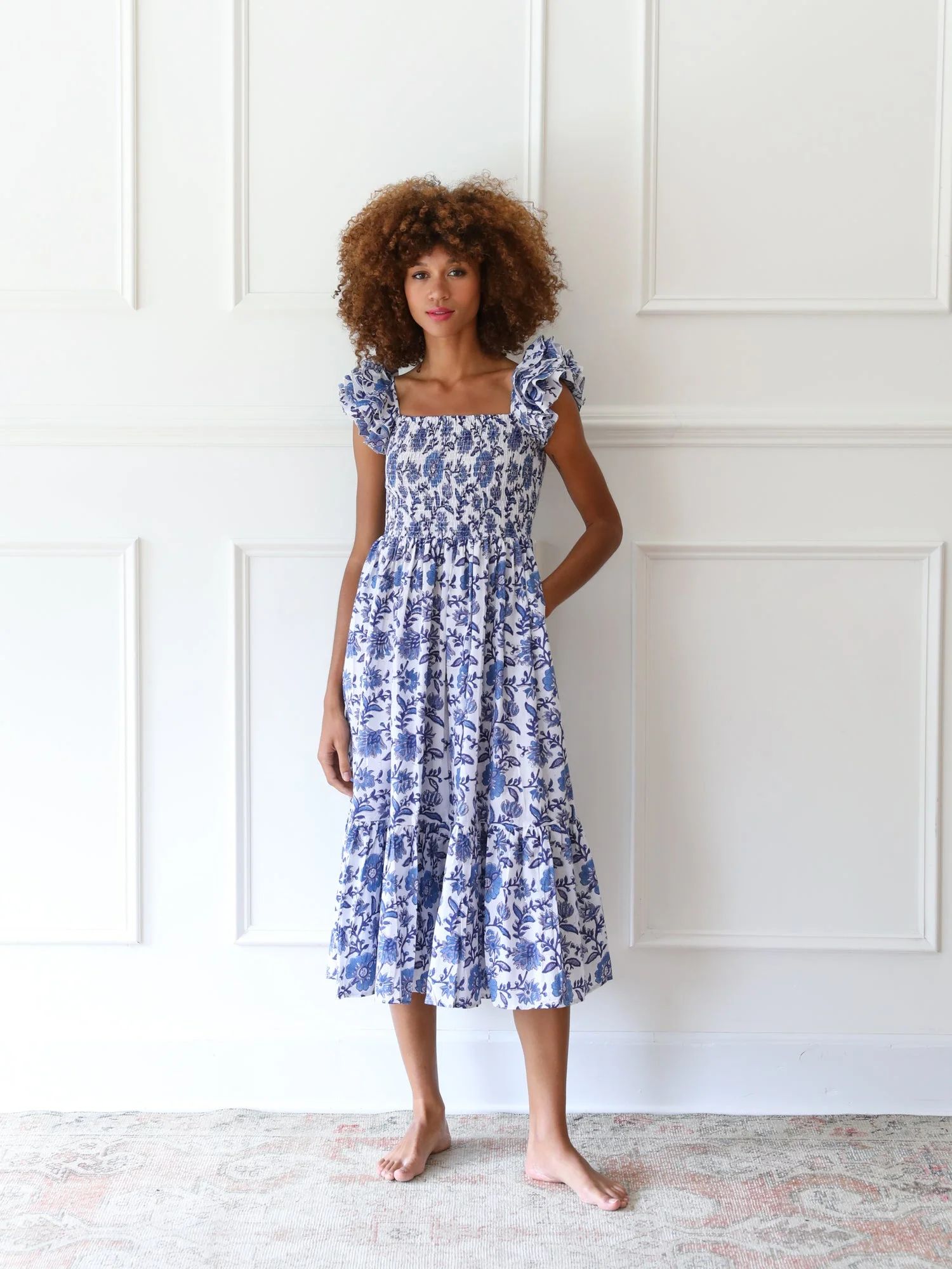 Shop Mille - Olympia Dress in Blue Floral | Mille