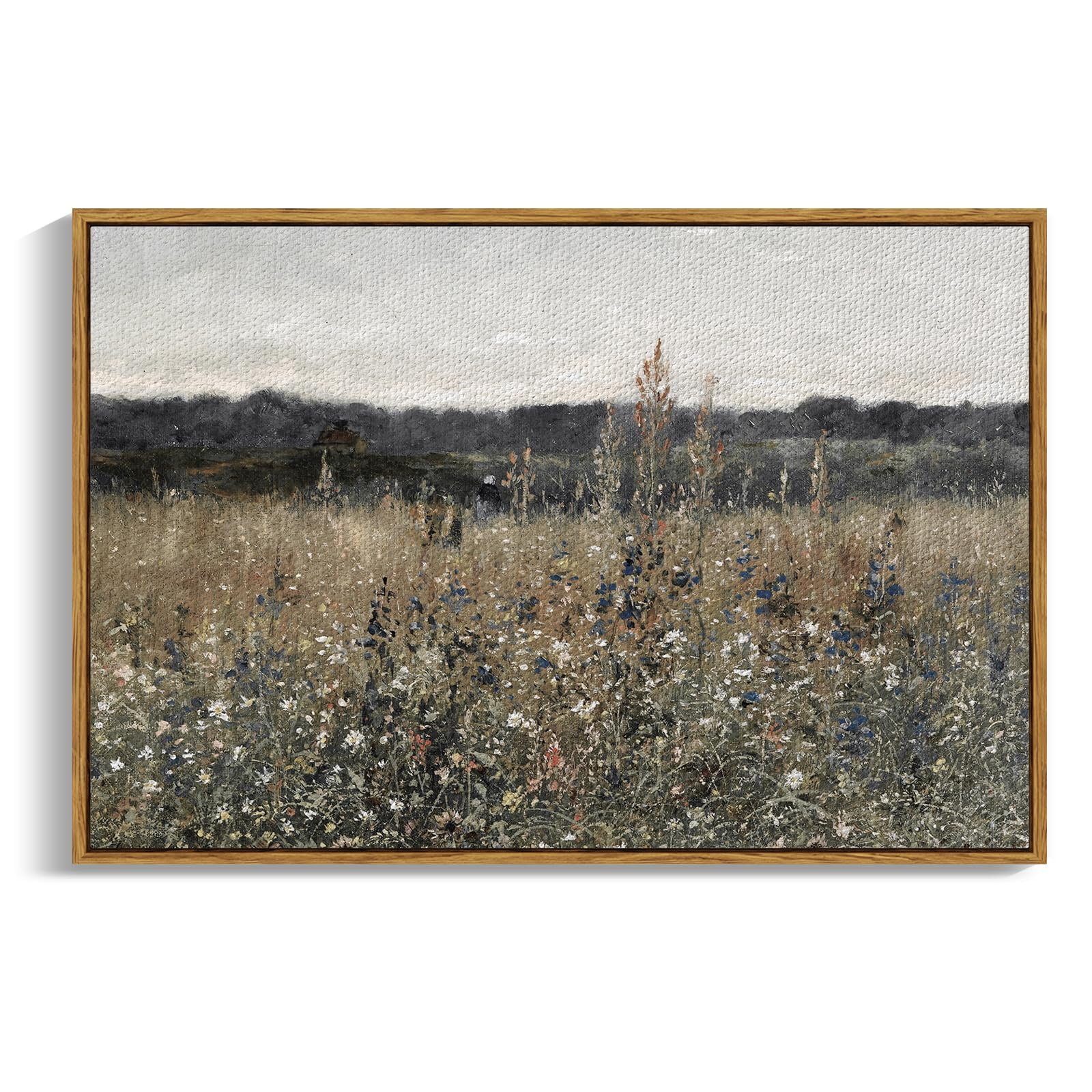 InSimSea Framed Canvas Wall Art, Landscape Art, Meadow with Flowers, Modern Farmhouse Decor, Cott... | Amazon (US)