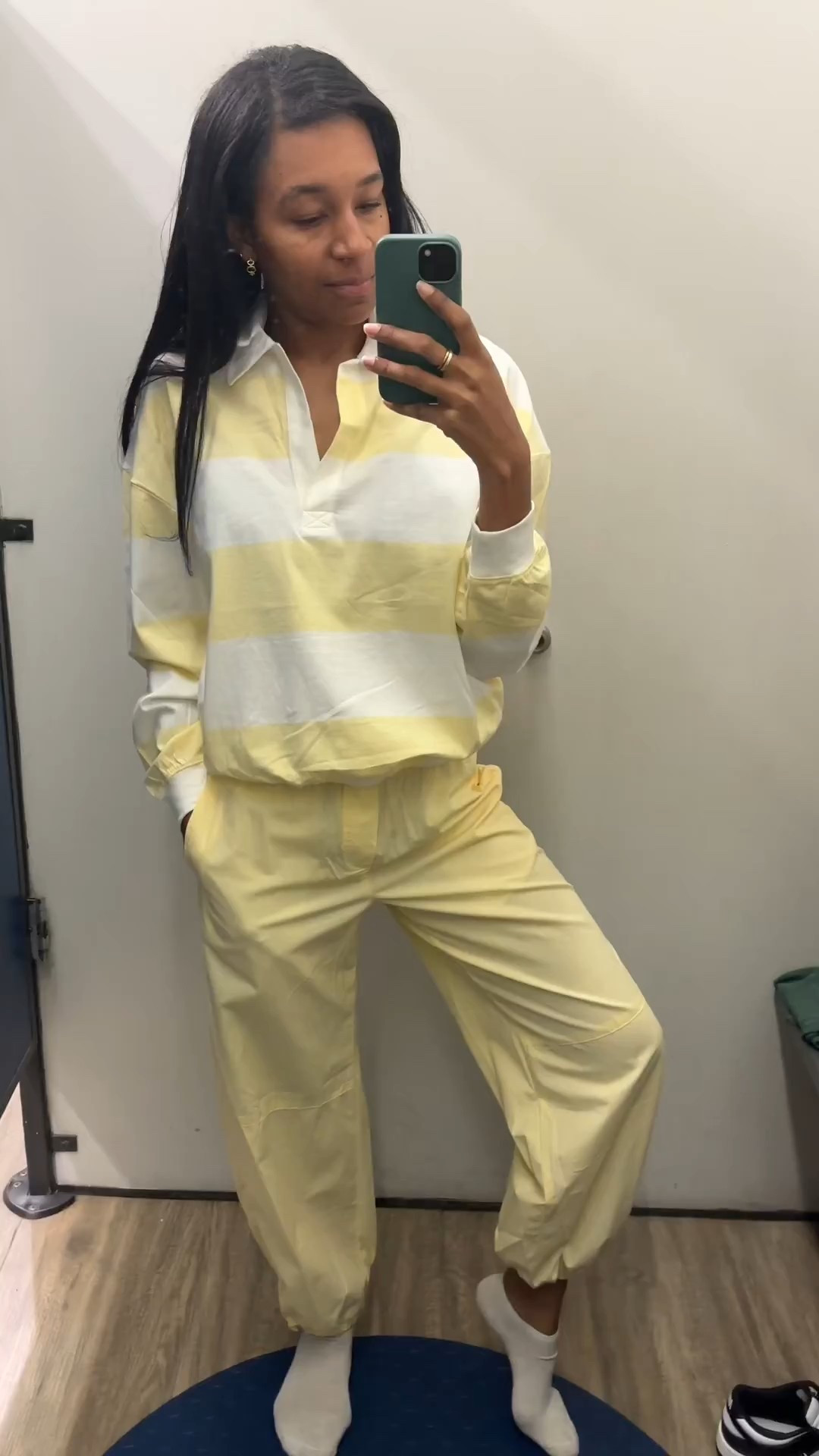 This pastel yellow rugby striped polo screamed to me from across the store! When I saw it came with a pair of matching pants... sign me up!  

 #LTKootd #LTKSeasonal #LTKU