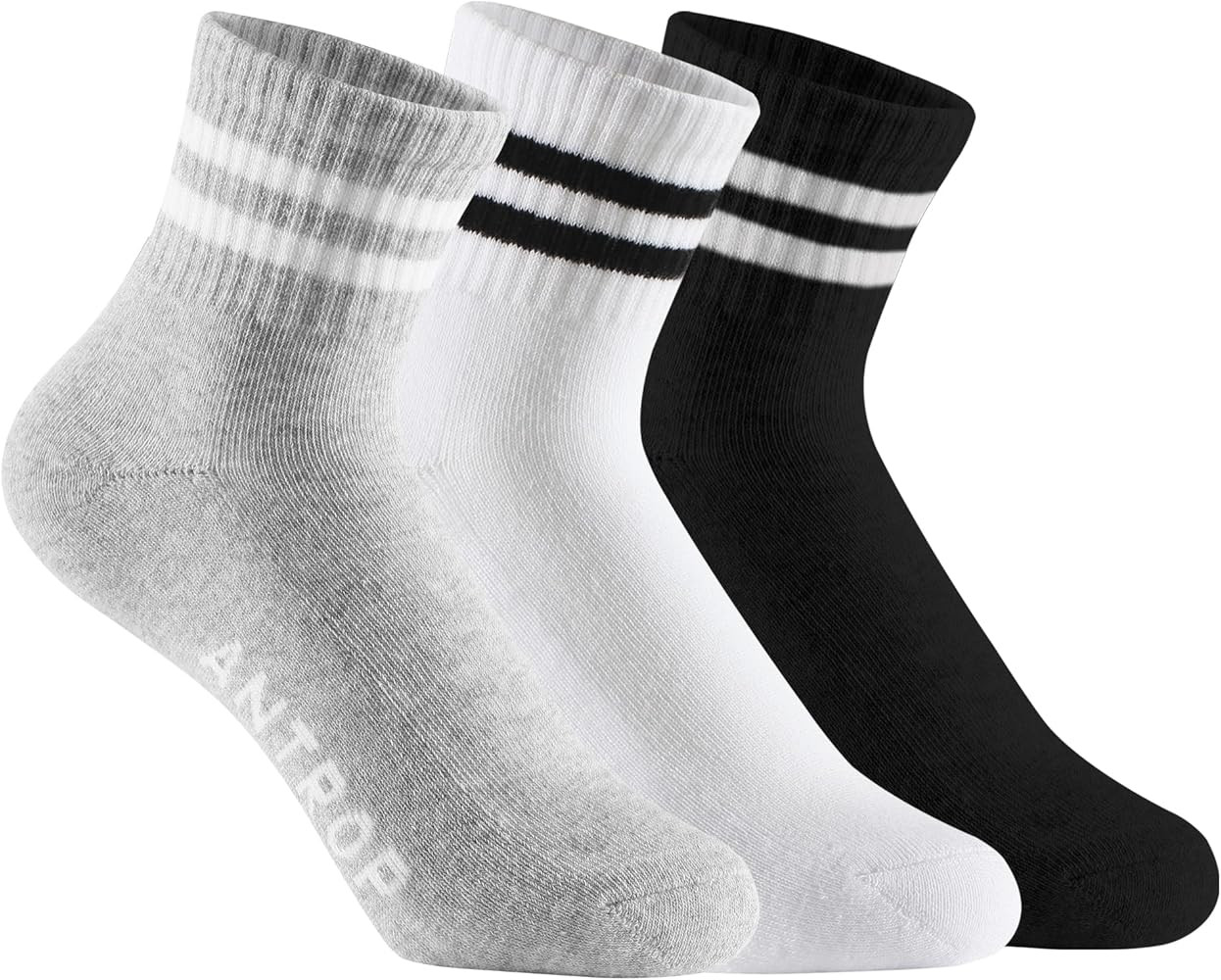 Antrop WoMen Quarter Crew Cotton Heel Tab Athletic Running Cushion Socks (3 Pairs) | Amazon (US)