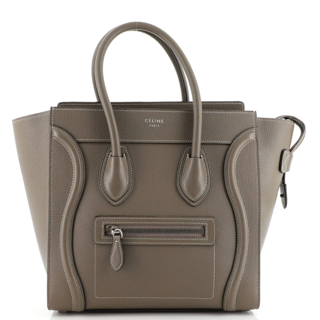 Celine Luggage Bag Grainy Leather Micro Neutral 1486374 | Rebag