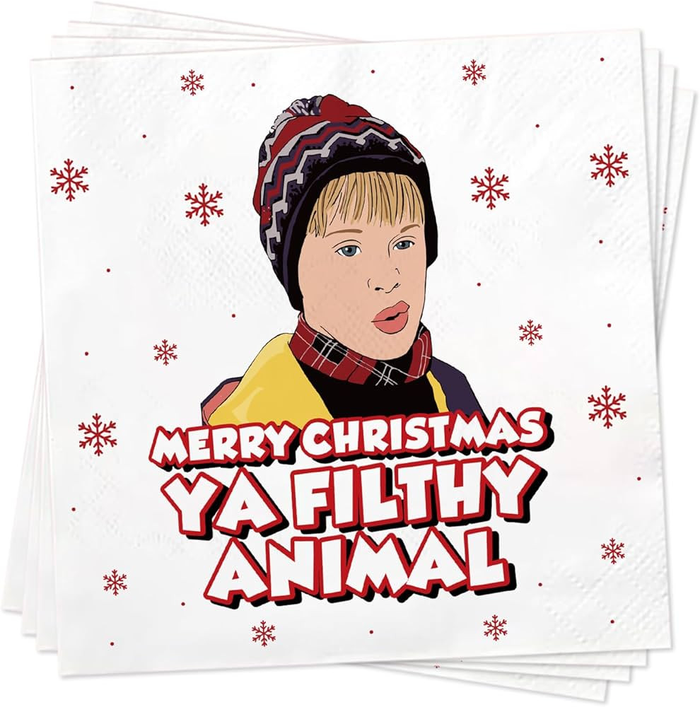 Funny Christmas Cocktail Napkins, 50 Pack Home Alone Beverage Paper Napkins, Home Alone Christmas... | Amazon (US)