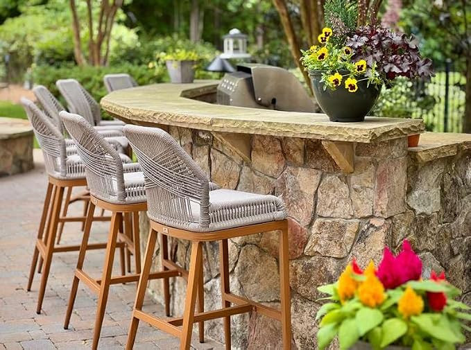 PURPLE LEAF Outdoor Counter Height Bar Stools Chair Set of 2 Modern Patio Metal Stools with Backr... | Amazon (US)