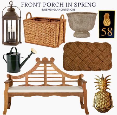 New England Interiors • Front Porch In Spring • Bench, Pineapple Accents, Watering Can, Planter, Basket, Mat, Lantern. 🍍💦

TO SHOP: Click the link in bio or copy and paste link in web browser 

#newengland #pineapple #porchdecor #porch #homeinspo #gardening #spring #green 

#LTKhome #LTKFind #LTKSeasonal
