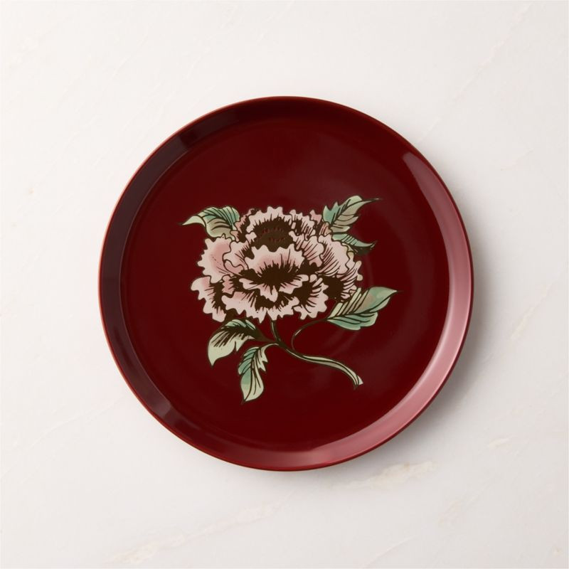 Contact Winter Peony Red Ceramic Salad Plate | CB2
