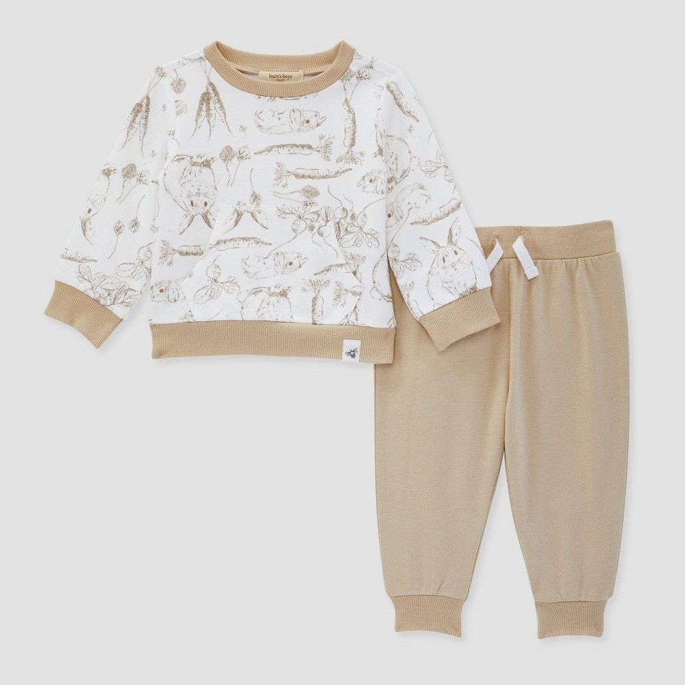 Burt's Bees Baby Baby Bunny Sweatshirt & Pants Set - Beige 6-9M | Target