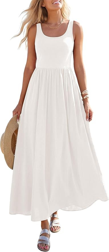 PRETTYGARDEN Womens Summer Casual Scoop Neck Sleeveless Long Dresses Tank Top Patchwork Aline Swi... | Amazon (US)