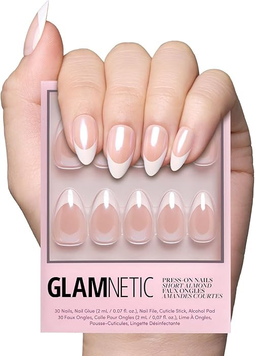 Glamnetic Press On Nails - Mrs. | Short Almond Fake Nails with French Tips and Glossy, Glazed Fin... | Amazon (US)